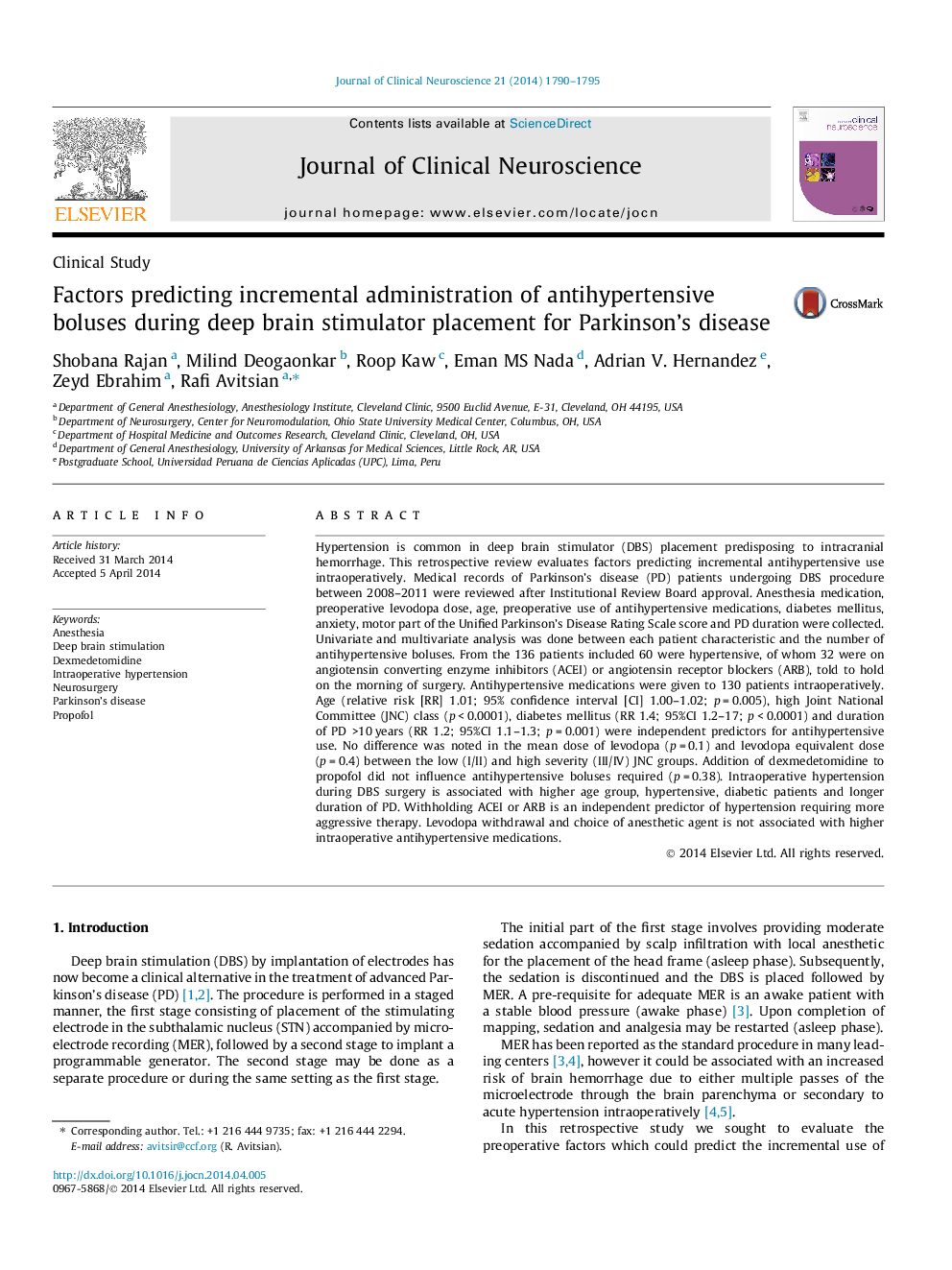 Factors predicting incremental administration of antihypertensive boluses during deep brain stimulator placement for Parkinson’s disease