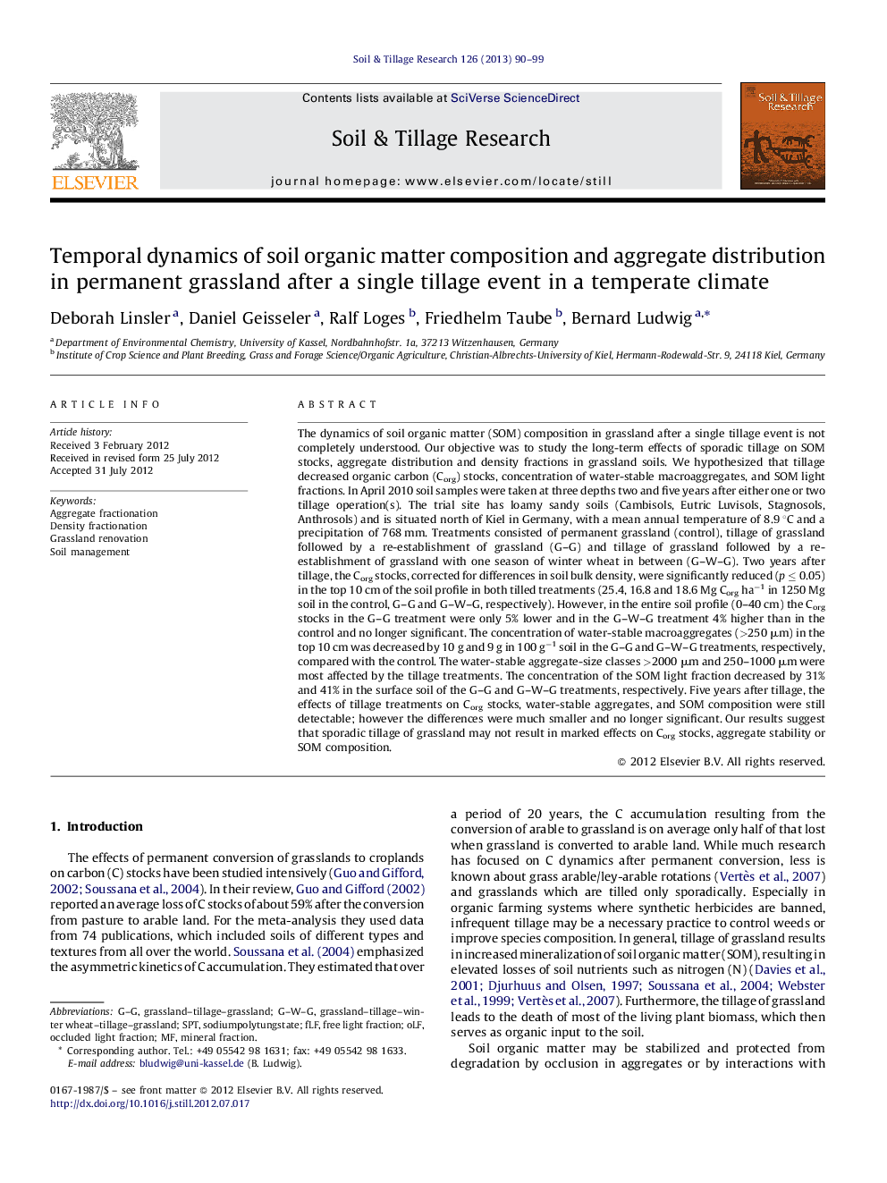 Temporal dynamics of soil organic matter composition and aggregate distribution in permanent grassland after a single tillage event in a temperate climate