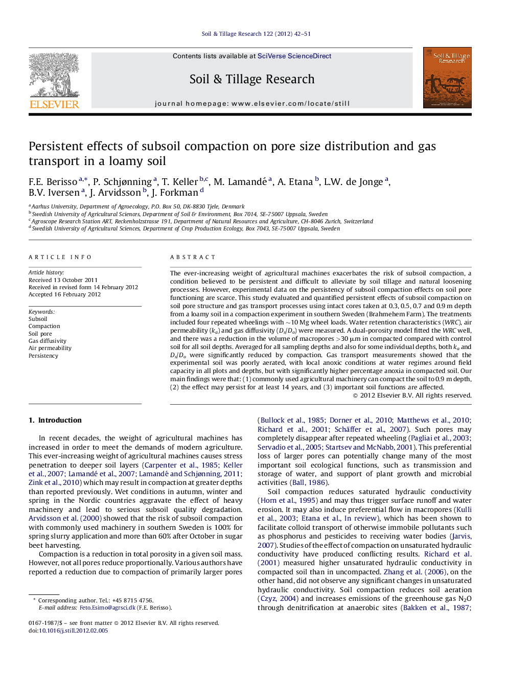 Persistent effects of subsoil compaction on pore size distribution and gas transport in a loamy soil