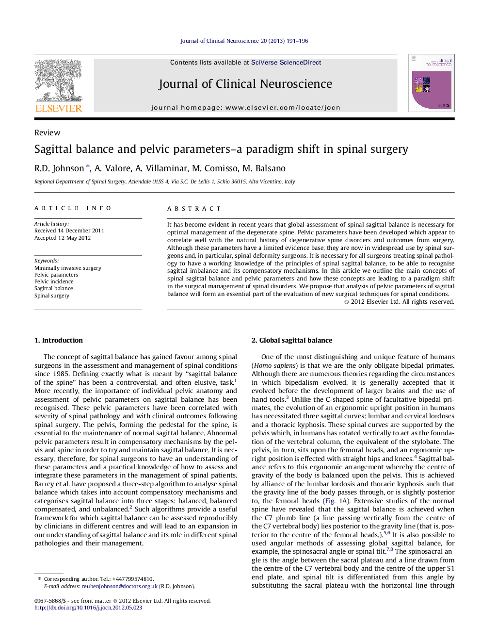 Sagittal balance and pelvic parameters–a paradigm shift in spinal surgery