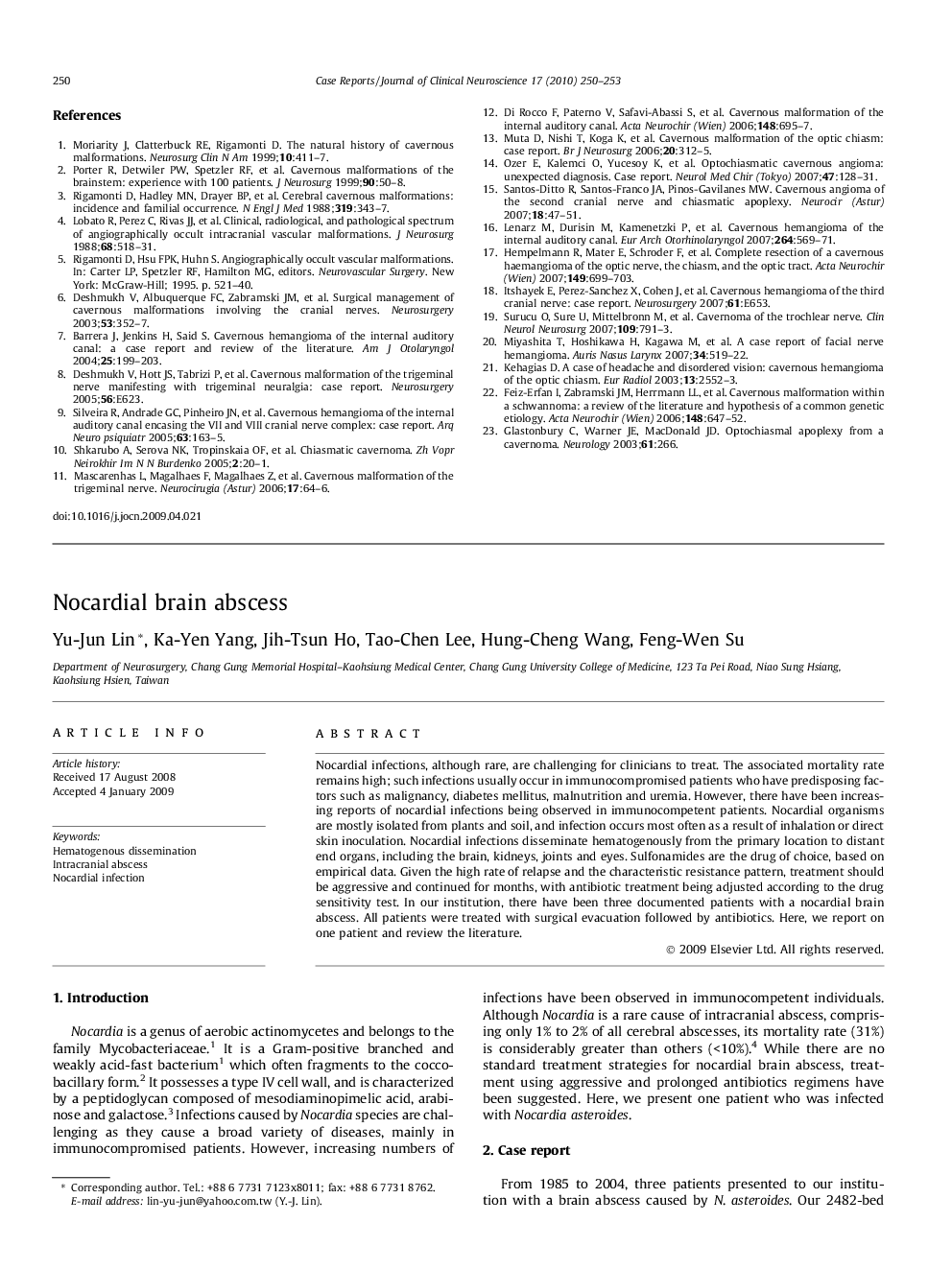 Nocardial brain abscess