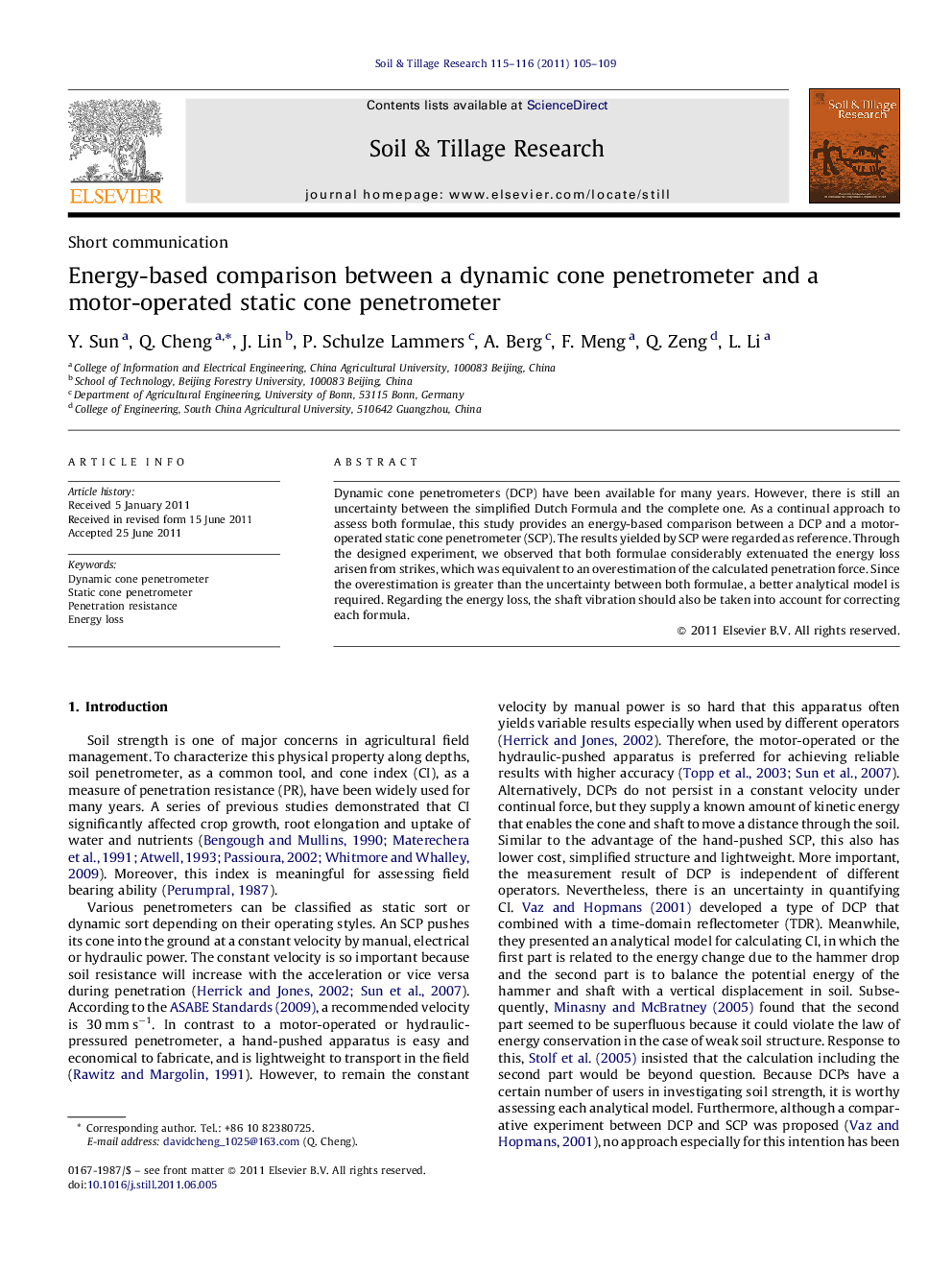 Energy-based comparison between a dynamic cone penetrometer and a motor-operated static cone penetrometer