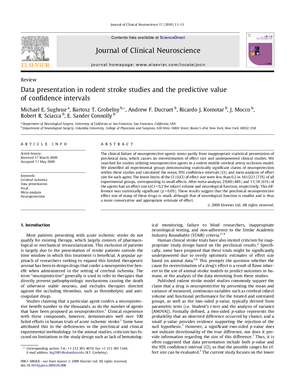 Data presentation in rodent stroke studies and the predictive value of confidence intervals