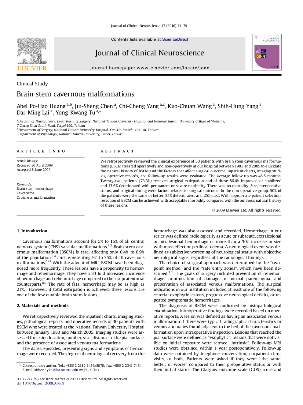 Brain stem cavernous malformations