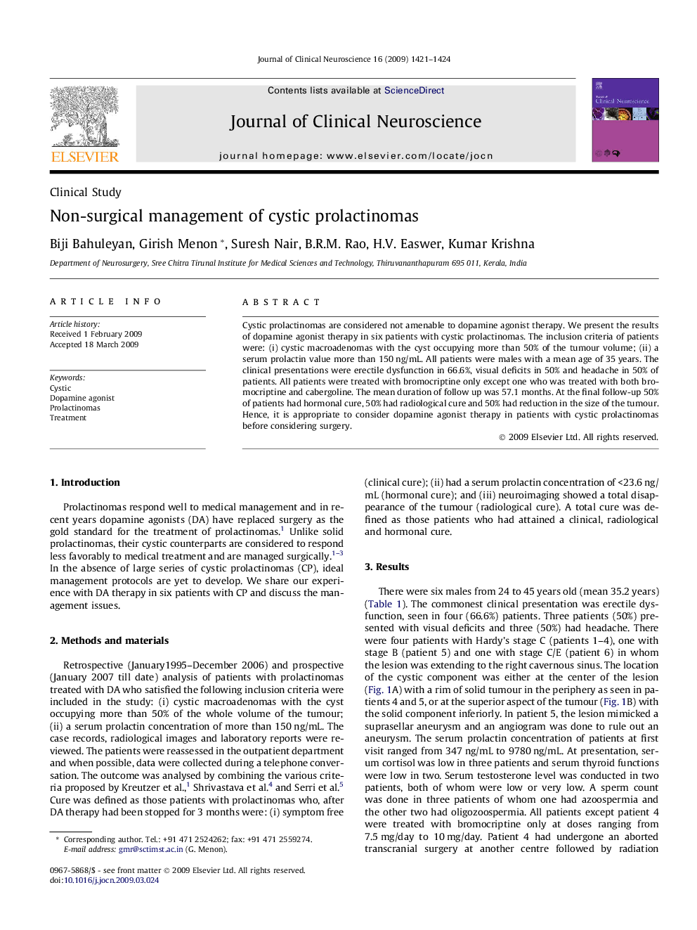 Non-surgical management of cystic prolactinomas