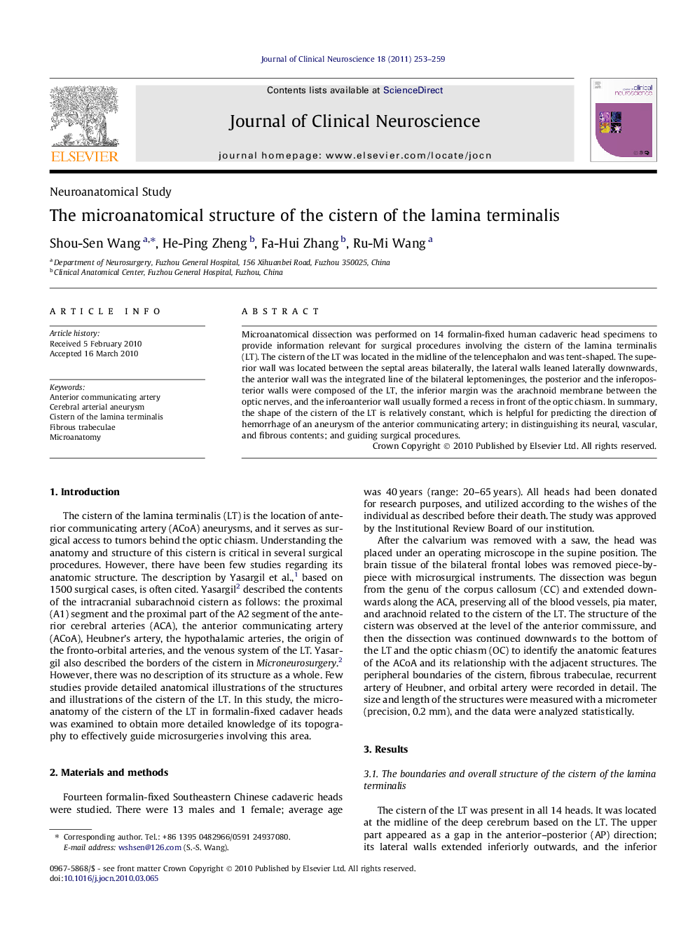 The microanatomical structure of the cistern of the lamina terminalis