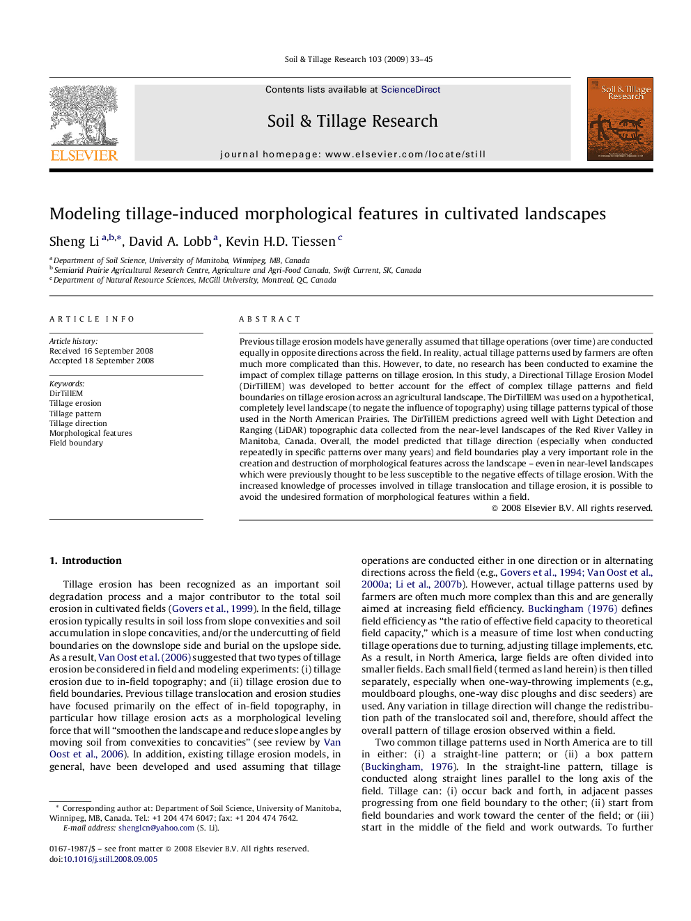 Modeling tillage-induced morphological features in cultivated landscapes