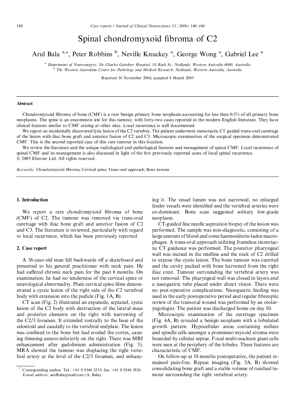 Spinal chondromyxoid fibroma of C2