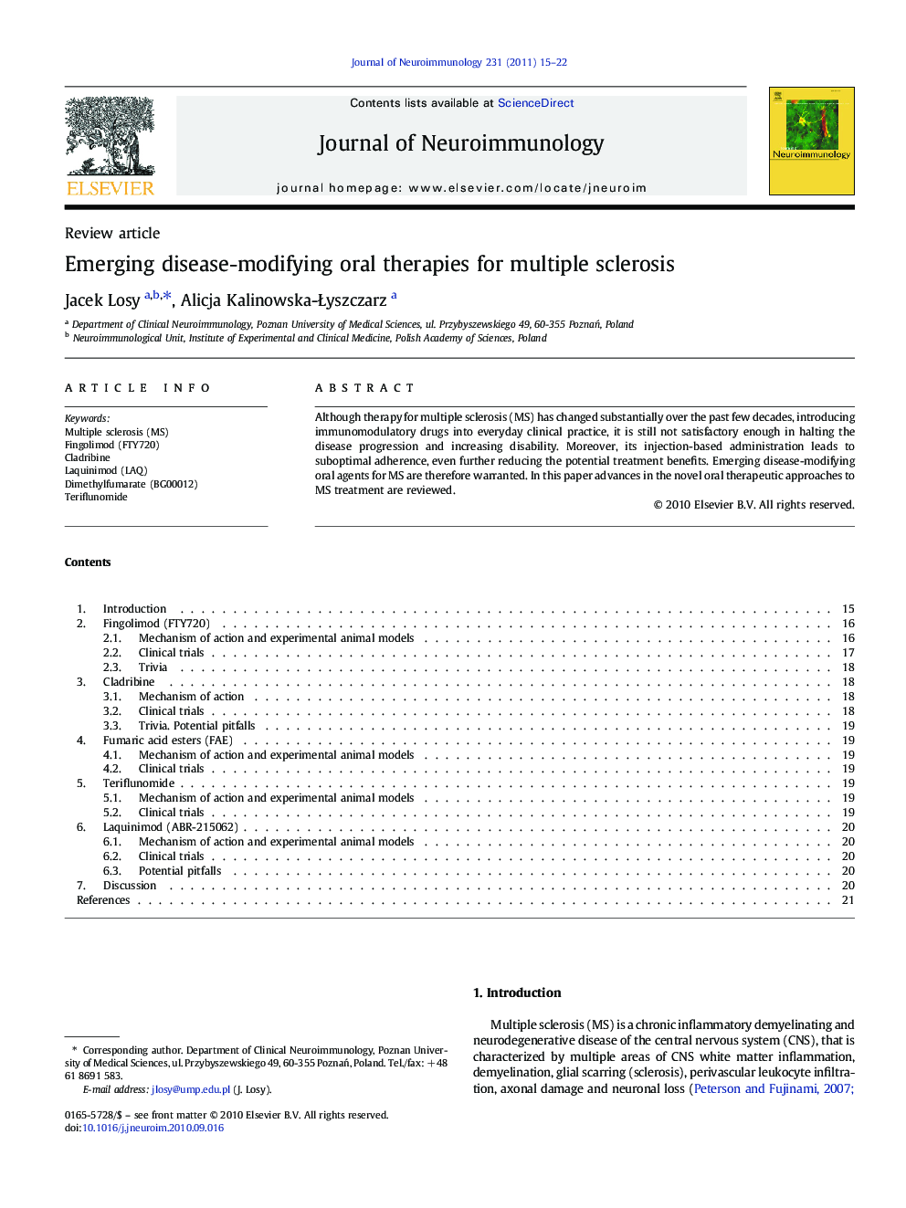 Emerging disease-modifying oral therapies for multiple sclerosis