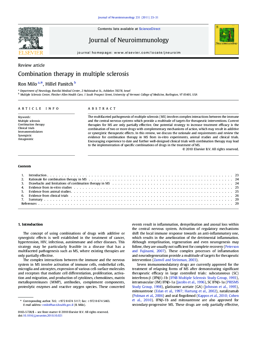 Combination therapy in multiple sclerosis