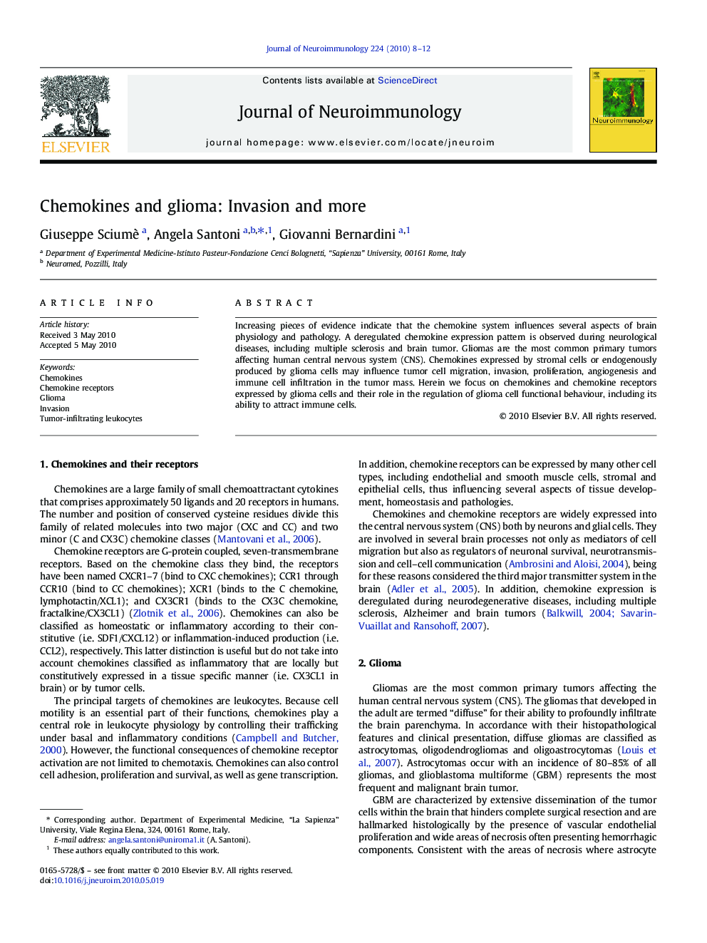 Chemokines and glioma: Invasion and more