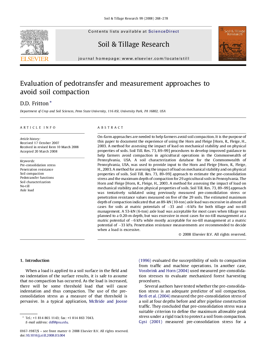 Evaluation of pedotransfer and measurement approaches to avoid soil compaction