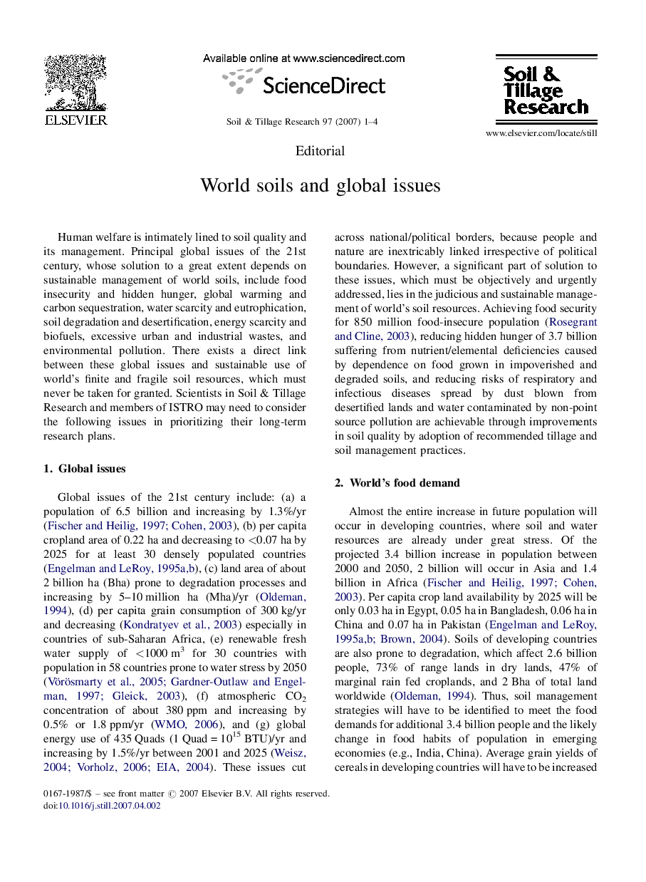 World soils and global issues