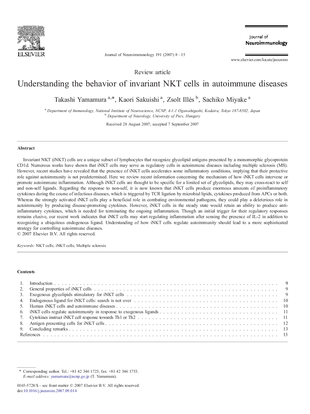 Understanding the behavior of invariant NKT cells in autoimmune diseases