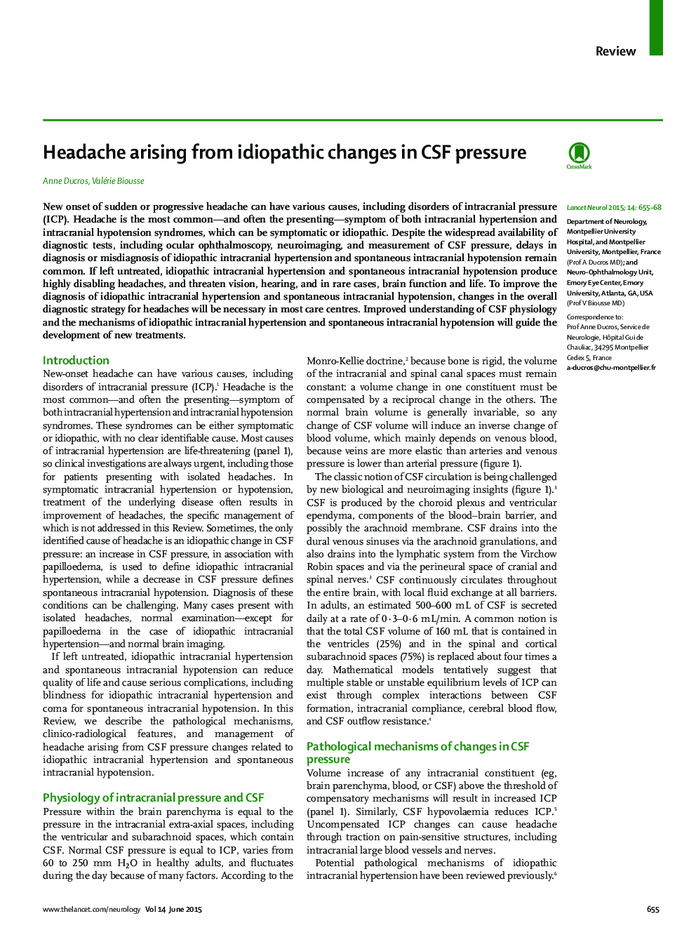Headache arising from idiopathic changes in CSF pressure