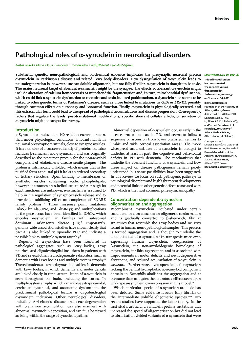 Pathological roles of α-synuclein in neurological disorders