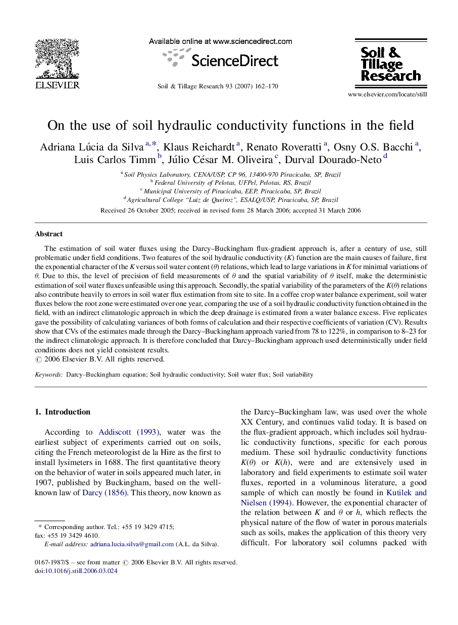 On the use of soil hydraulic conductivity functions in the field