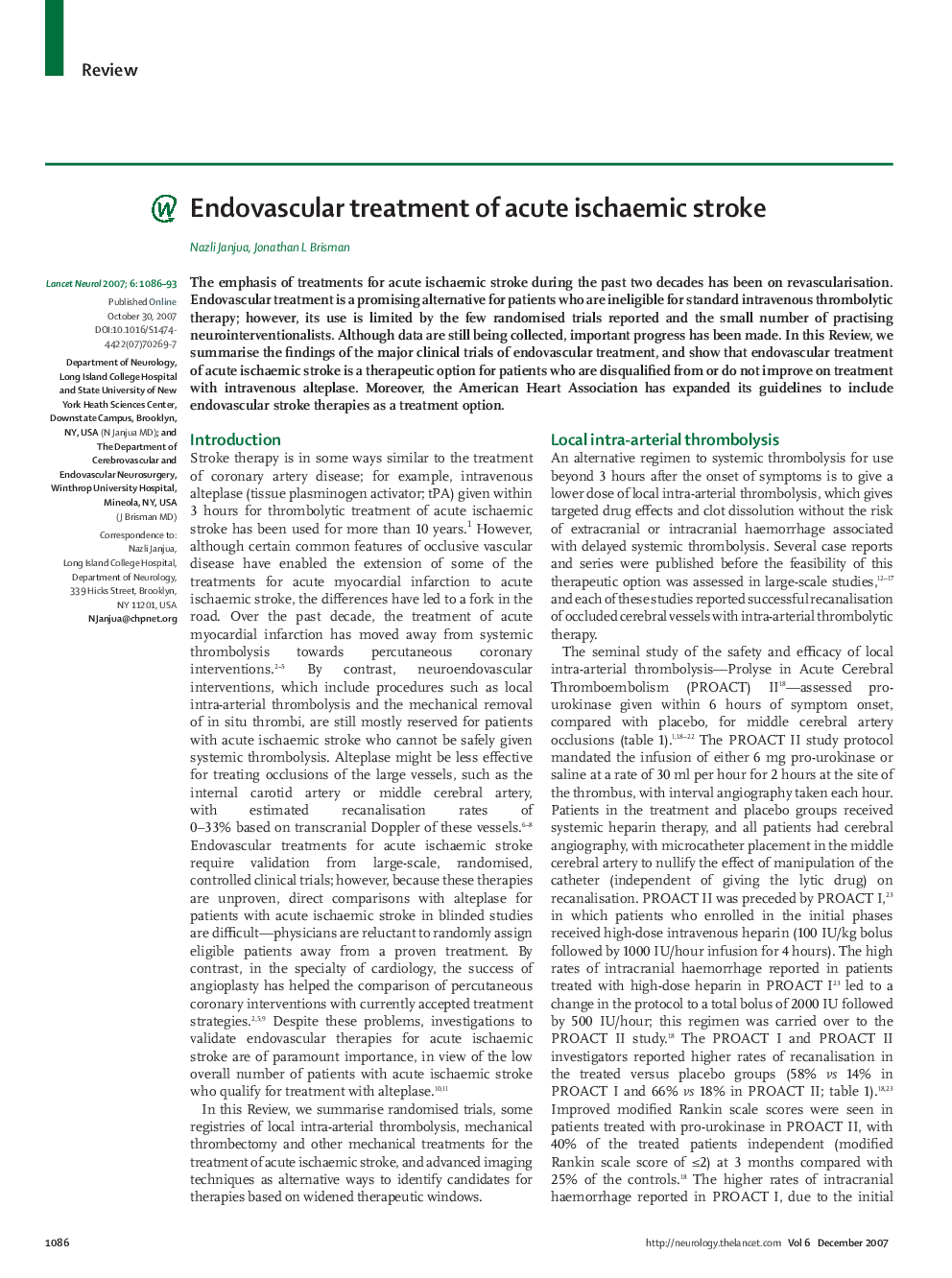 Endovascular treatment of acute ischaemic stroke