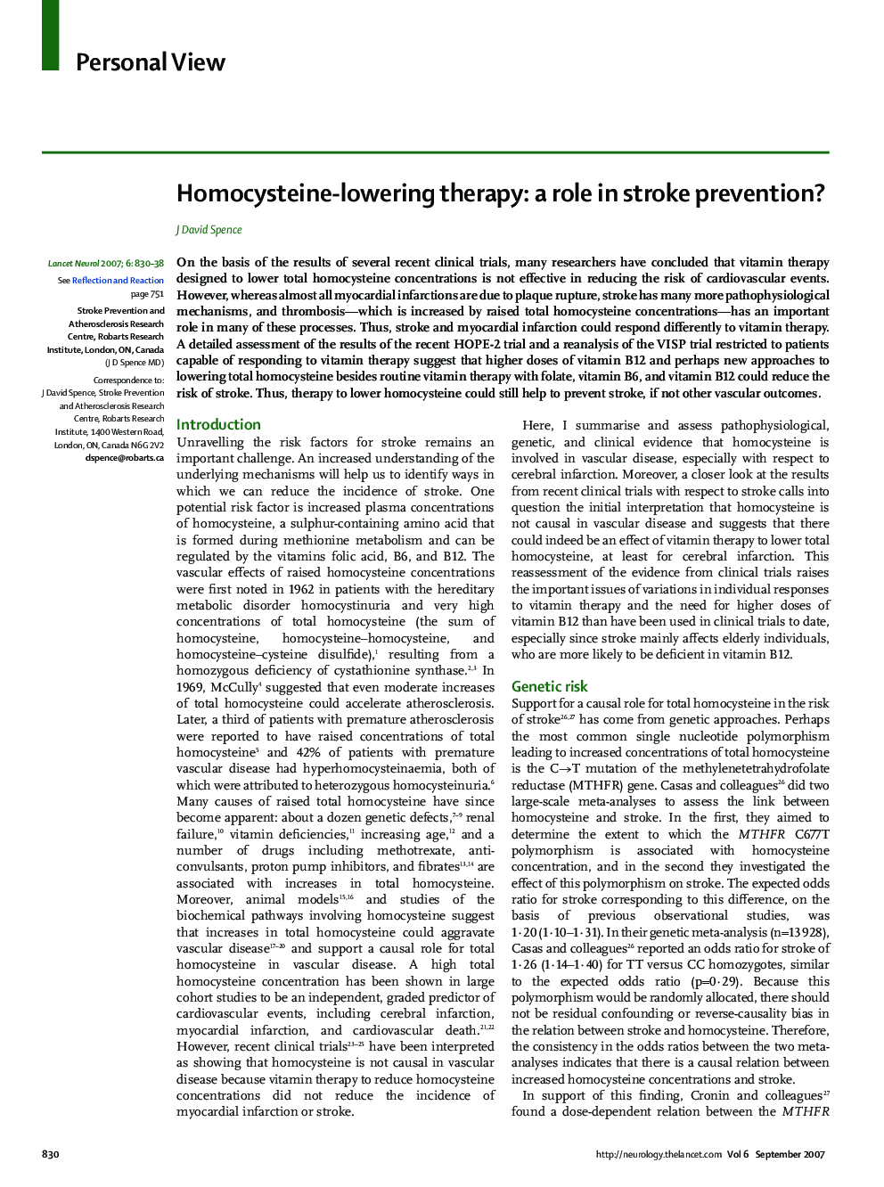 Homocysteine-lowering therapy: a role in stroke prevention?