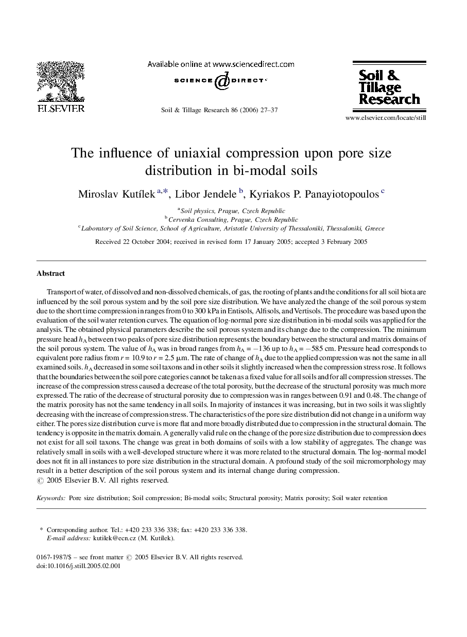 The influence of uniaxial compression upon pore size distribution in bi-modal soils