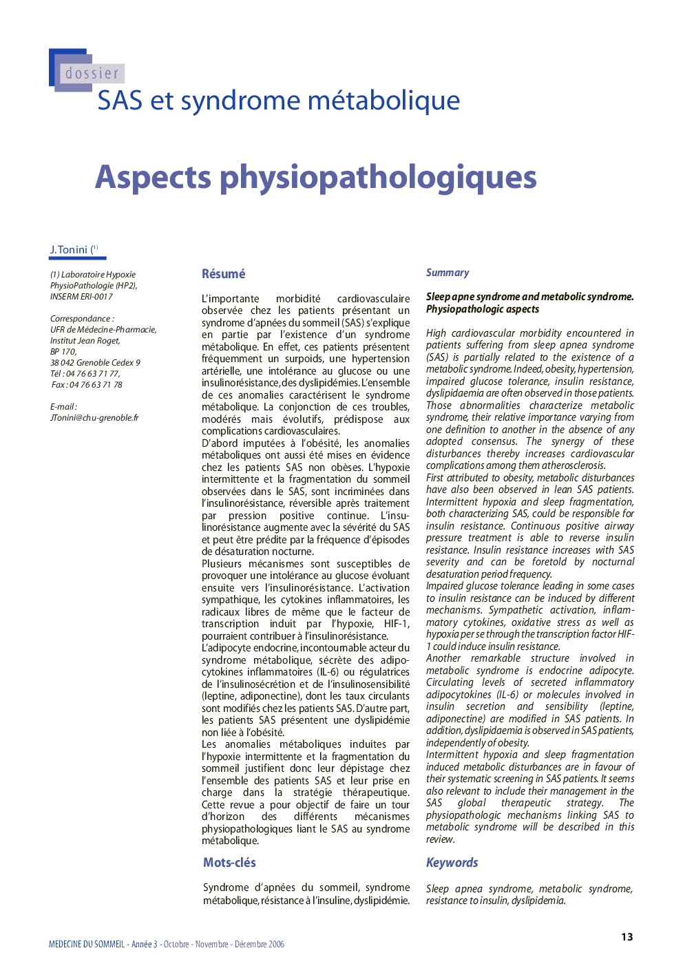 Aspects physiopathologiques
