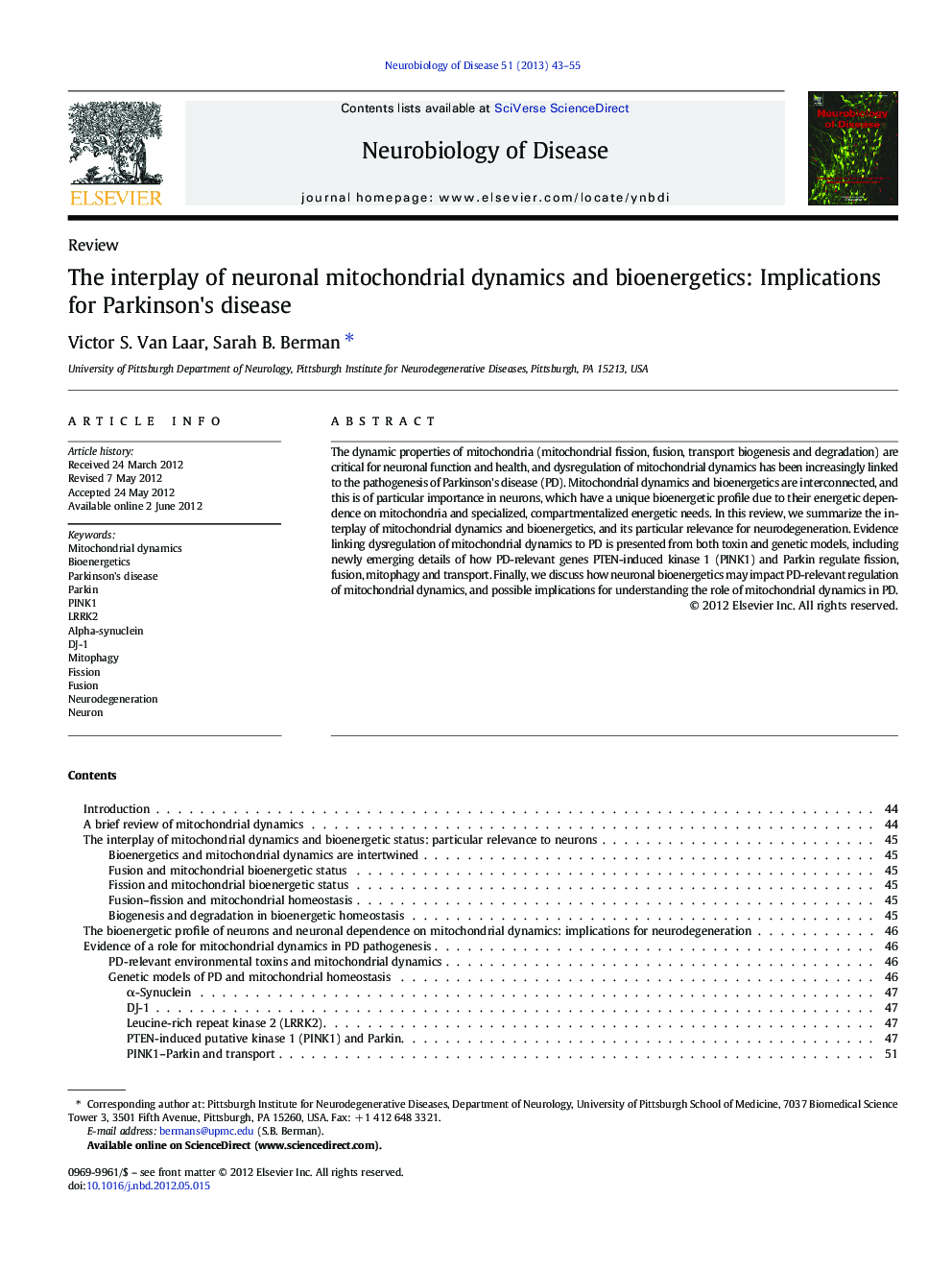 The interplay of neuronal mitochondrial dynamics and bioenergetics: Implications for Parkinson's disease