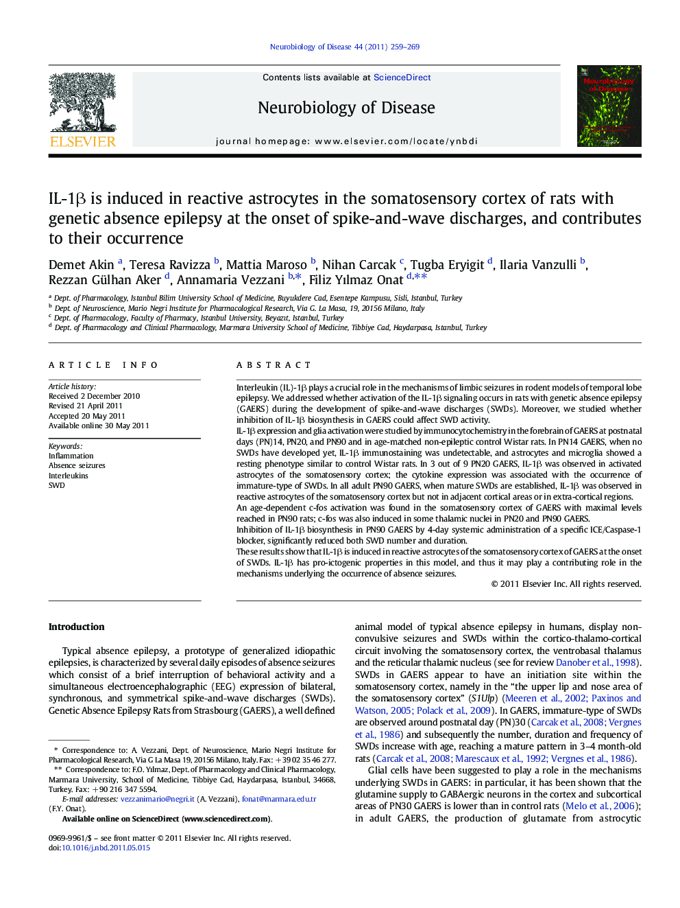 IL-1β is induced in reactive astrocytes in the somatosensory cortex of rats with genetic absence epilepsy at the onset of spike-and-wave discharges, and contributes to their occurrence