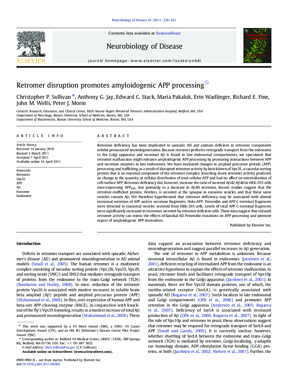 Retromer disruption promotes amyloidogenic APP processing 