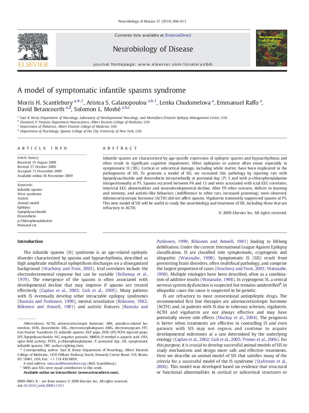 A model of symptomatic infantile spasms syndrome