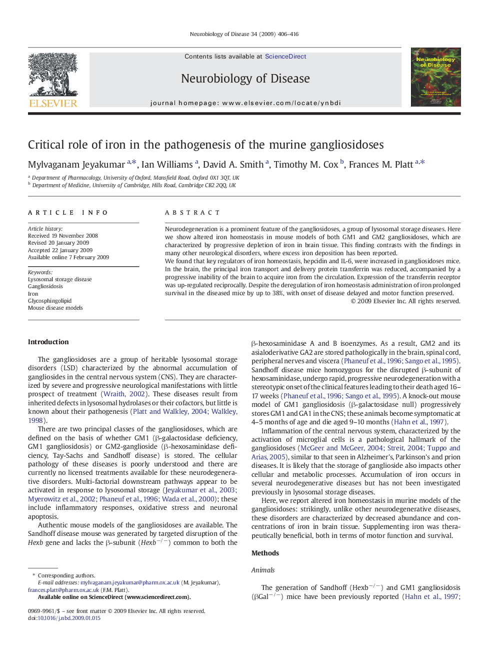 Critical role of iron in the pathogenesis of the murine gangliosidoses