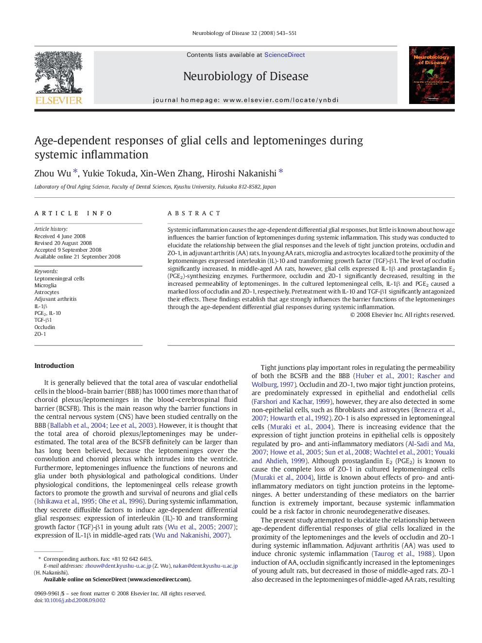 Age-dependent responses of glial cells and leptomeninges during systemic inflammation