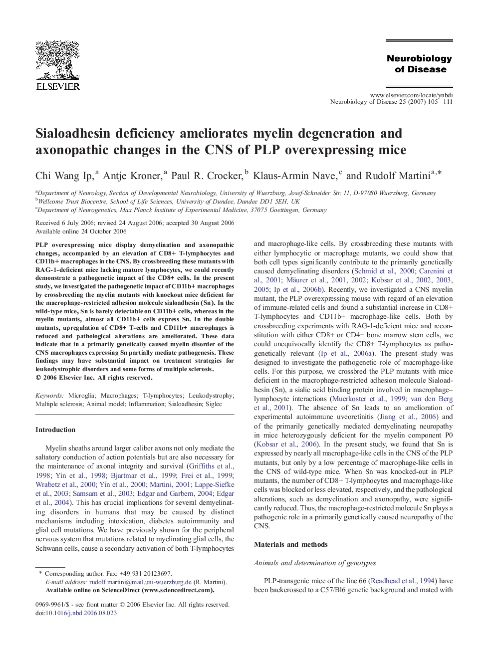 Sialoadhesin deficiency ameliorates myelin degeneration and axonopathic changes in the CNS of PLP overexpressing mice