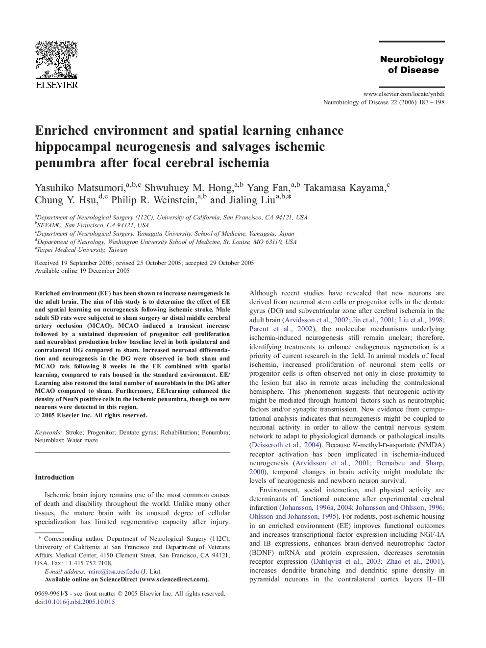 Enriched environment and spatial learning enhance hippocampal neurogenesis and salvages ischemic penumbra after focal cerebral ischemia