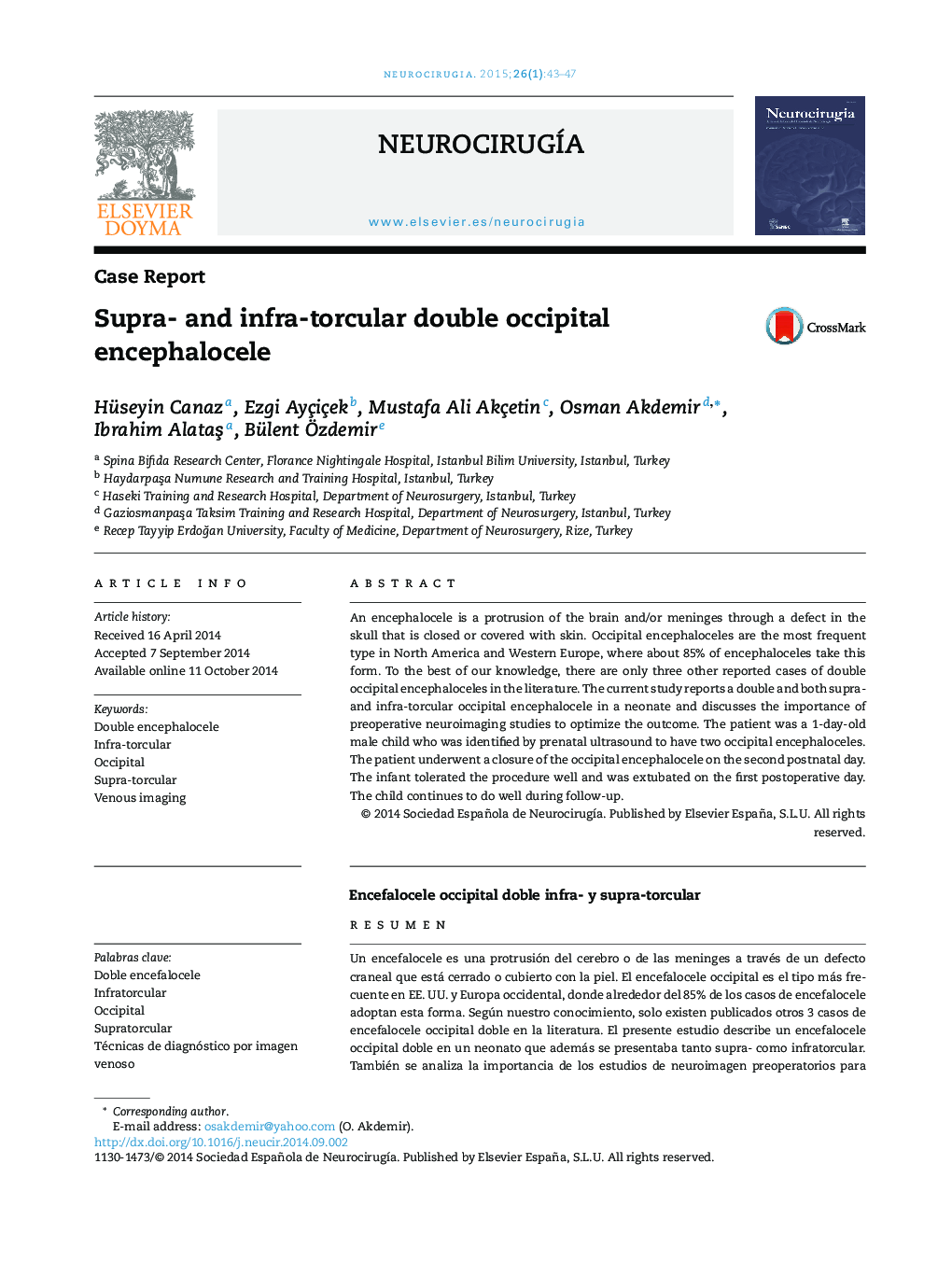 Supra- and infra-torcular double occipital encephalocele