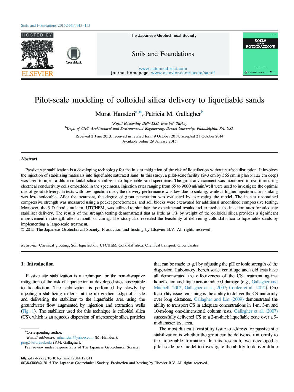 Pilot-scale modeling of colloidal silica delivery to liquefiable sands 