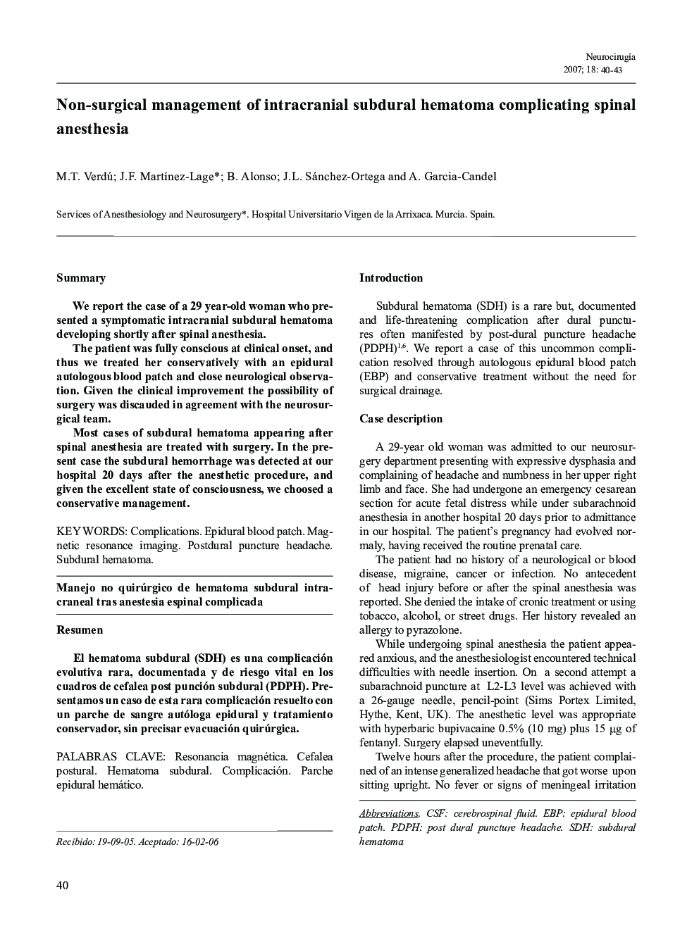 Non-surgical management of intracranial subdural hematoma complicating spinal anesthesia