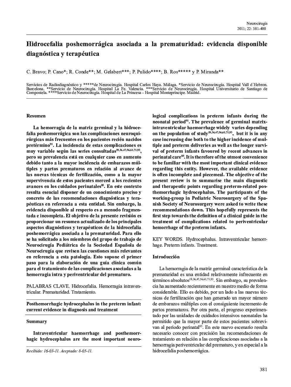 Hidrocefalia poshemorrágica asociada a la prematuridad: evidencia disponible diagnóstica y terapéutica