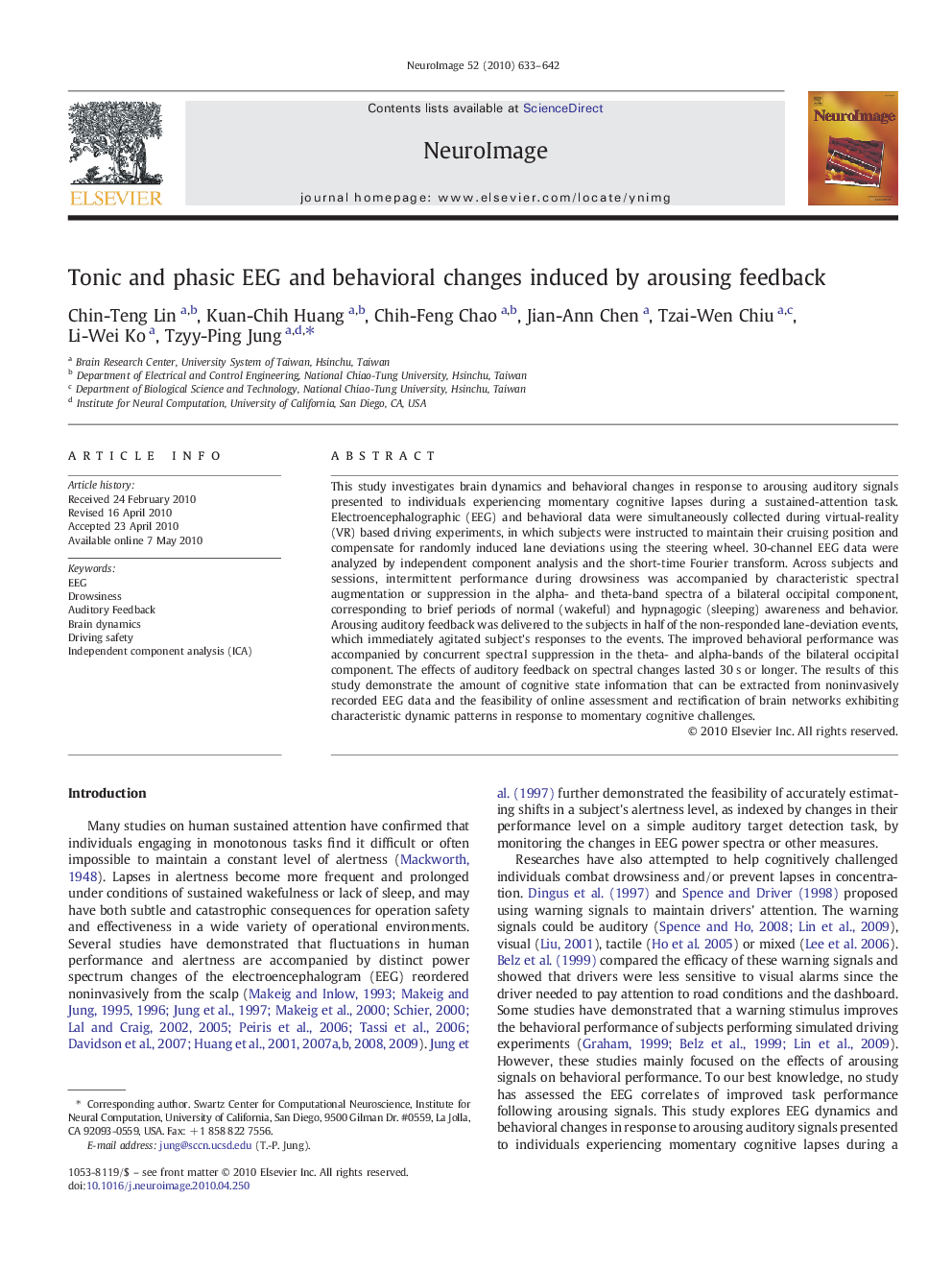 Tonic and phasic EEG and behavioral changes induced by arousing feedback