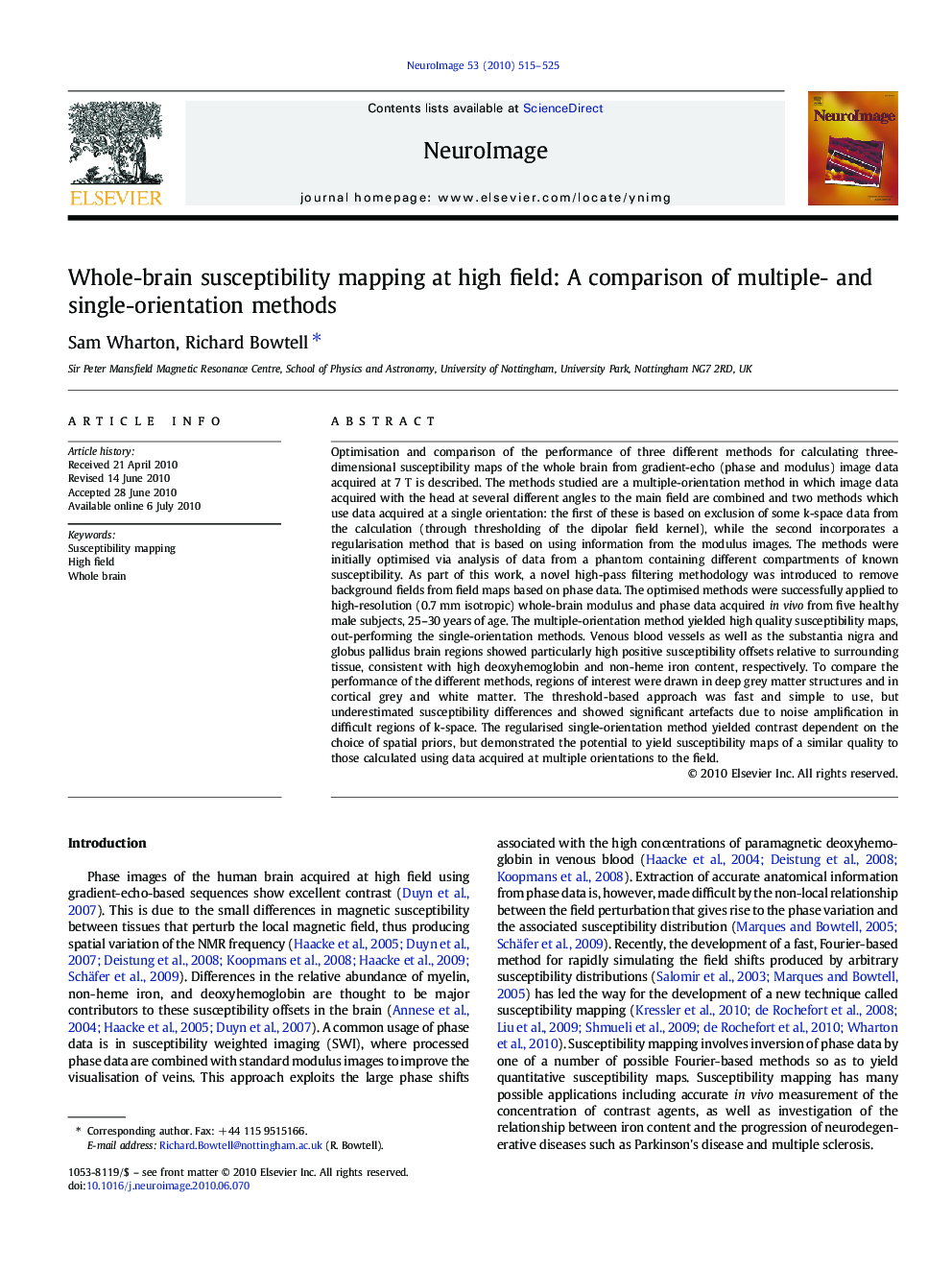 Whole-brain susceptibility mapping at high field: A comparison of multiple- and single-orientation methods