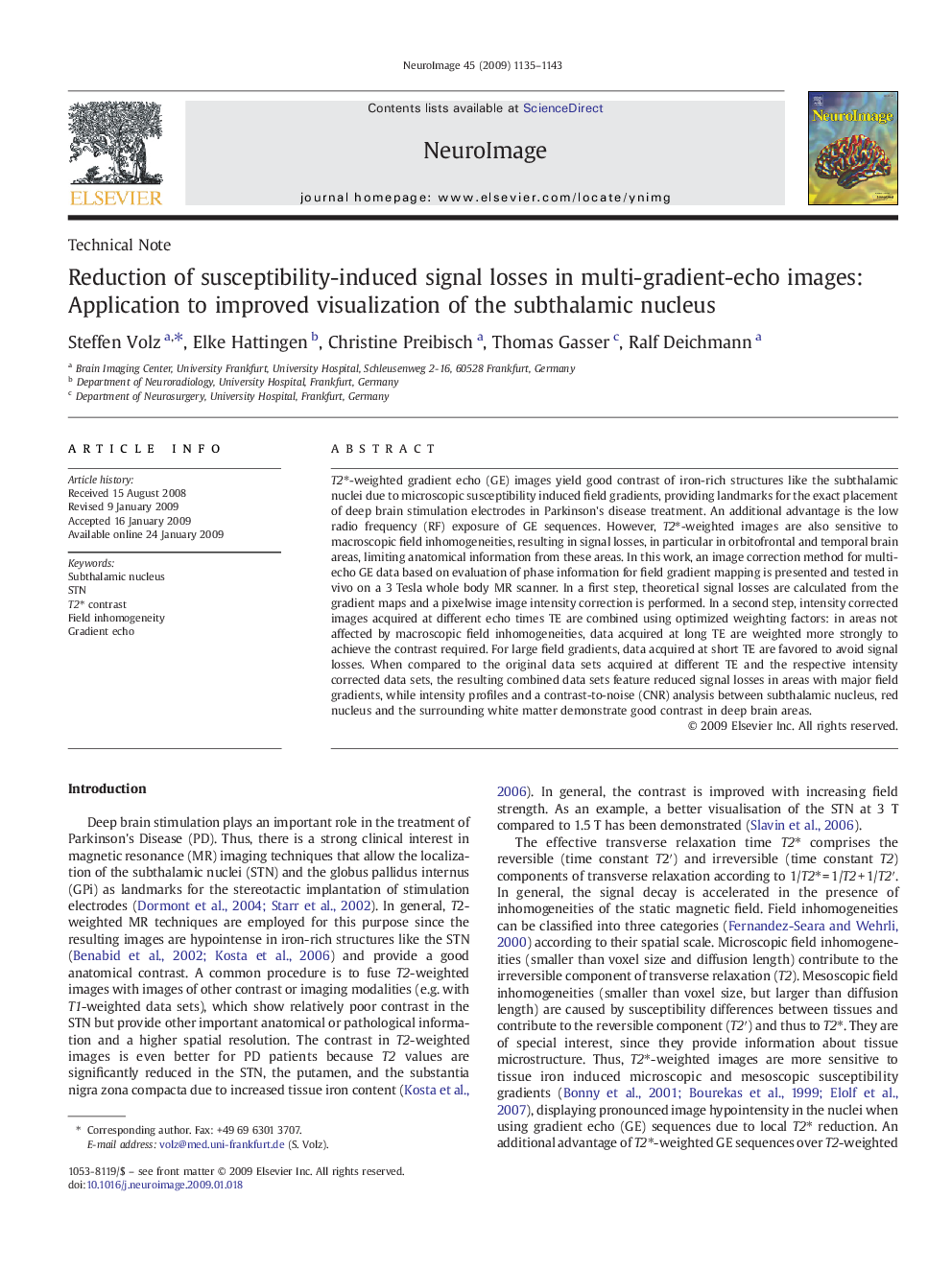 Reduction of susceptibility-induced signal losses in multi-gradient-echo images: Application to improved visualization of the subthalamic nucleus