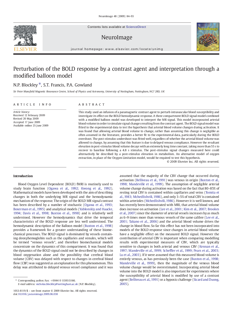 Perturbation of the BOLD response by a contrast agent and interpretation through a modified balloon model