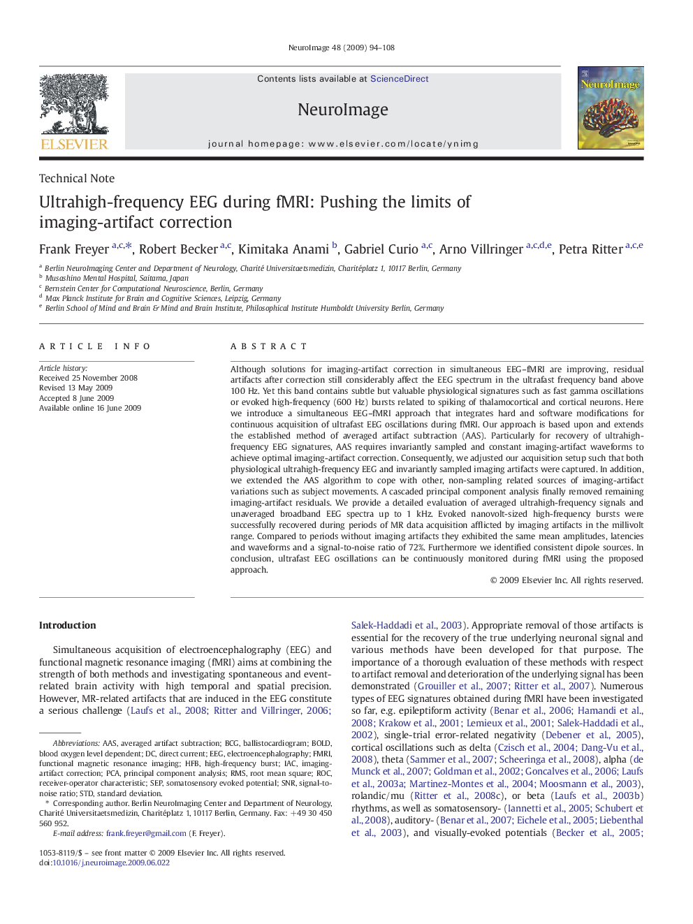 Ultrahigh-frequency EEG during fMRI: Pushing the limits of imaging-artifact correction