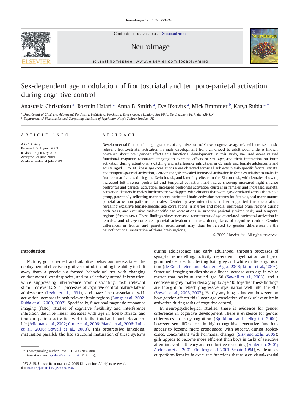 Sex-dependent age modulation of frontostriatal and temporo-parietal activation during cognitive control