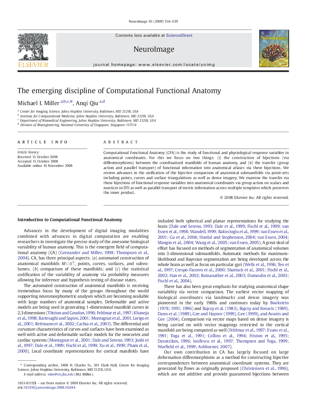 The emerging discipline of Computational Functional Anatomy