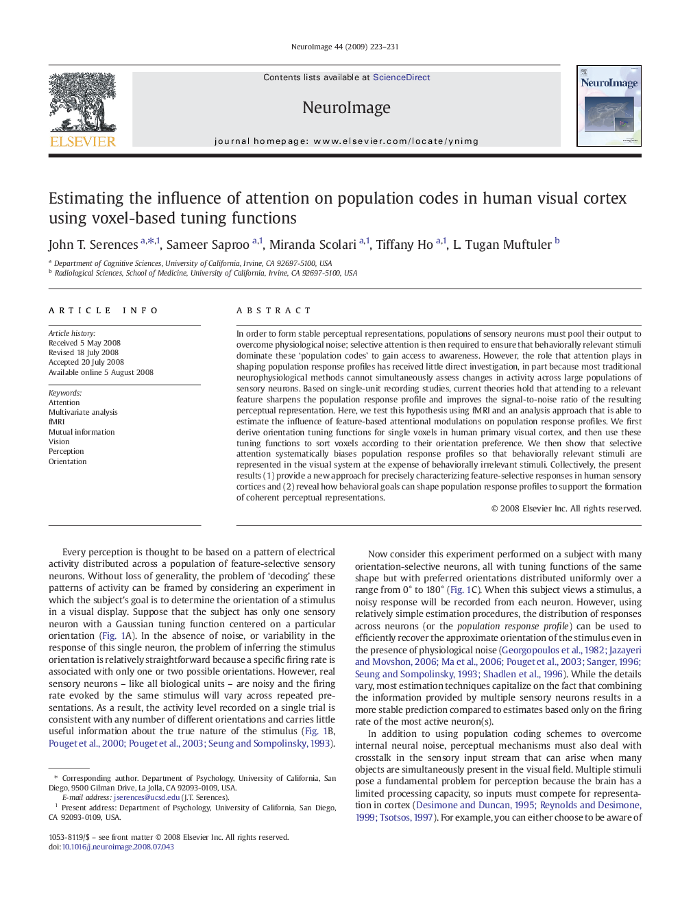 Estimating the influence of attention on population codes in human visual cortex using voxel-based tuning functions