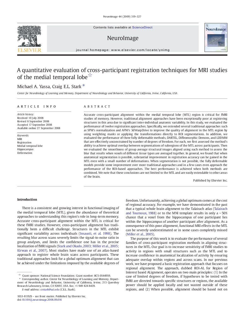 A quantitative evaluation of cross-participant registration techniques for MRI studies of the medial temporal lobe 