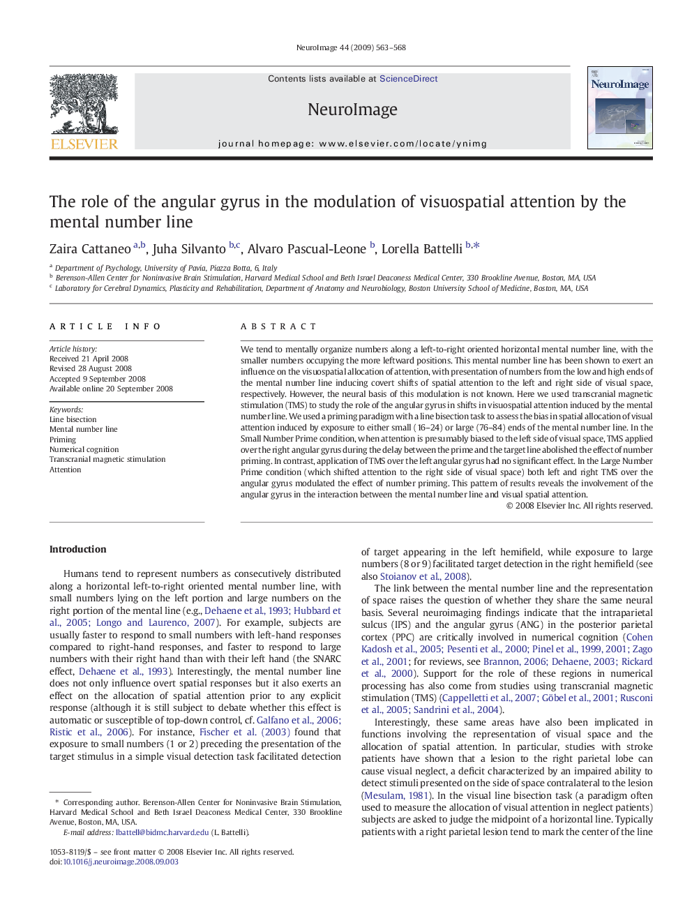 The role of the angular gyrus in the modulation of visuospatial attention by the mental number line