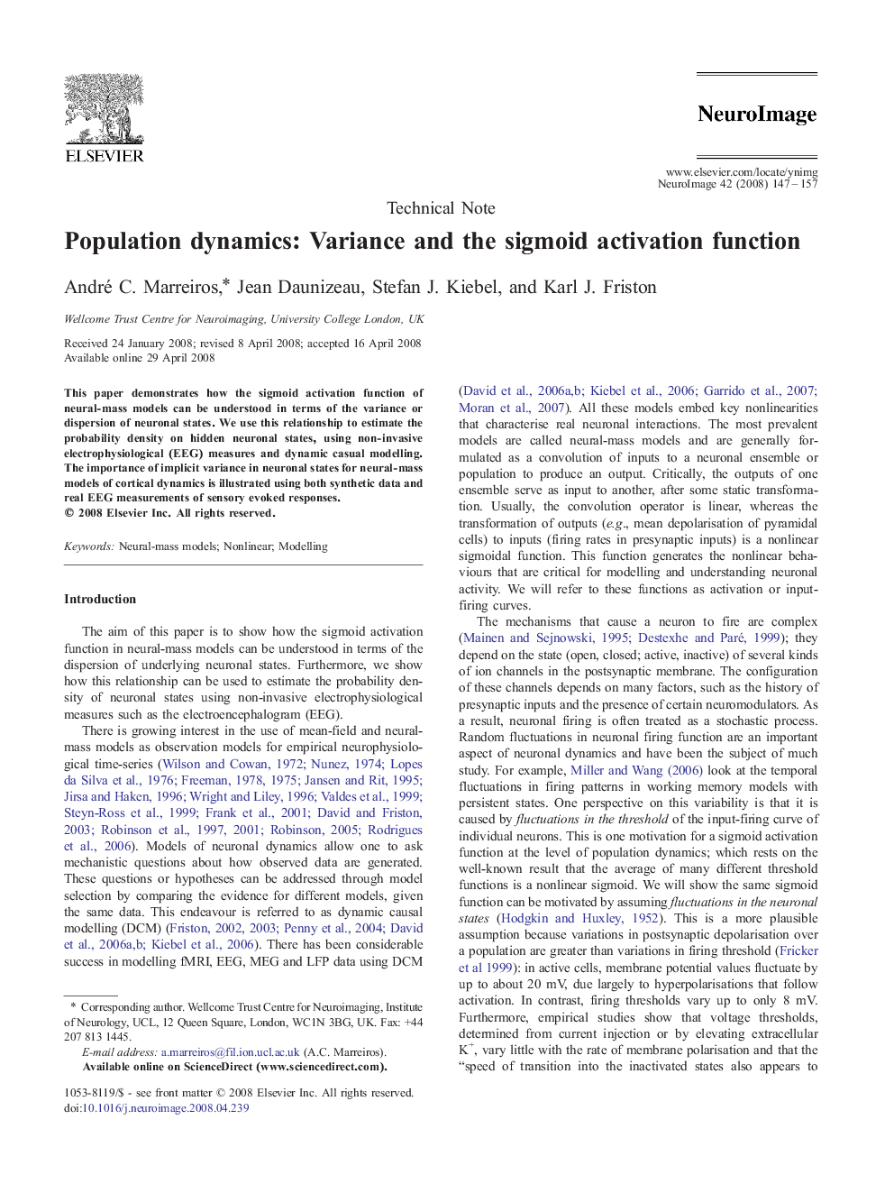 Population dynamics: Variance and the sigmoid activation function