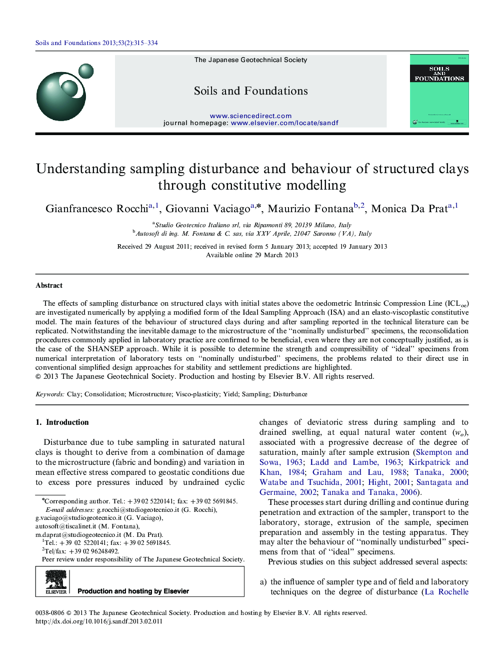 Understanding sampling disturbance and behaviour of structured clays through constitutive modelling 