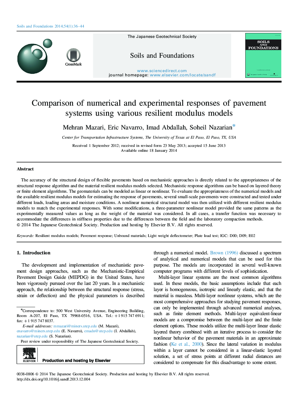 مقایسه پاسخ های عددی و تجربی سیستم های پیاده رو با استفاده از مدل های مختلف مدول انعطاف پذیر 